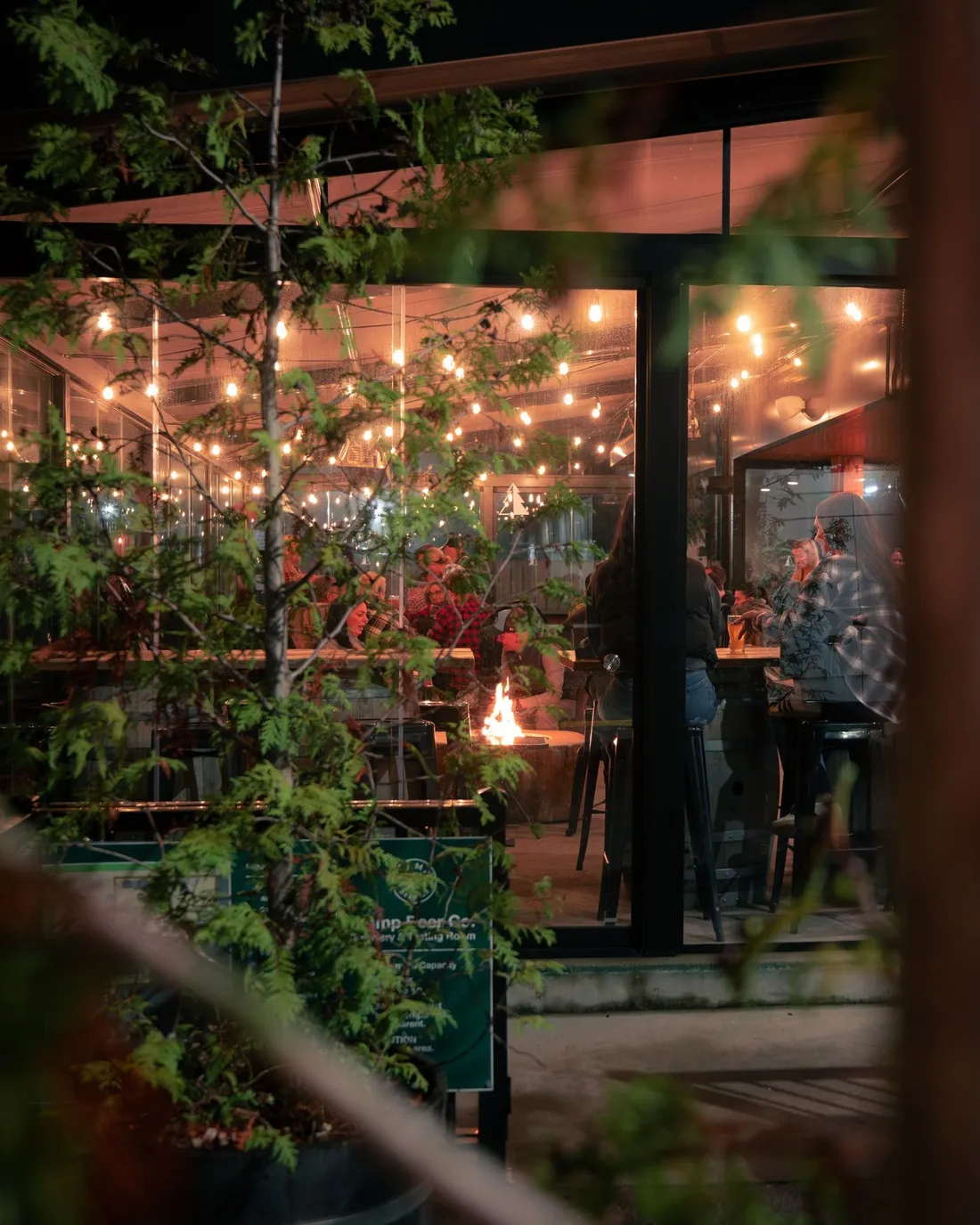 Camp Beer taproom by the fire